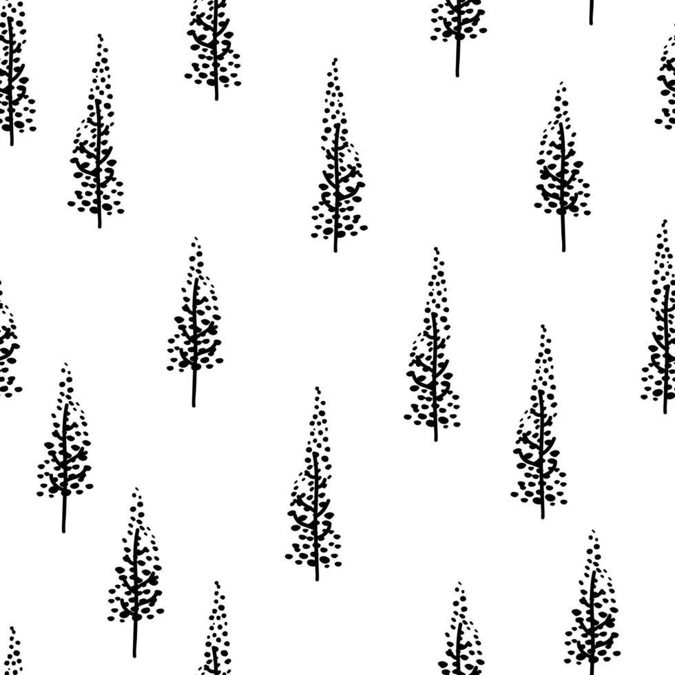 seamless simple black dot tree pattern background vector