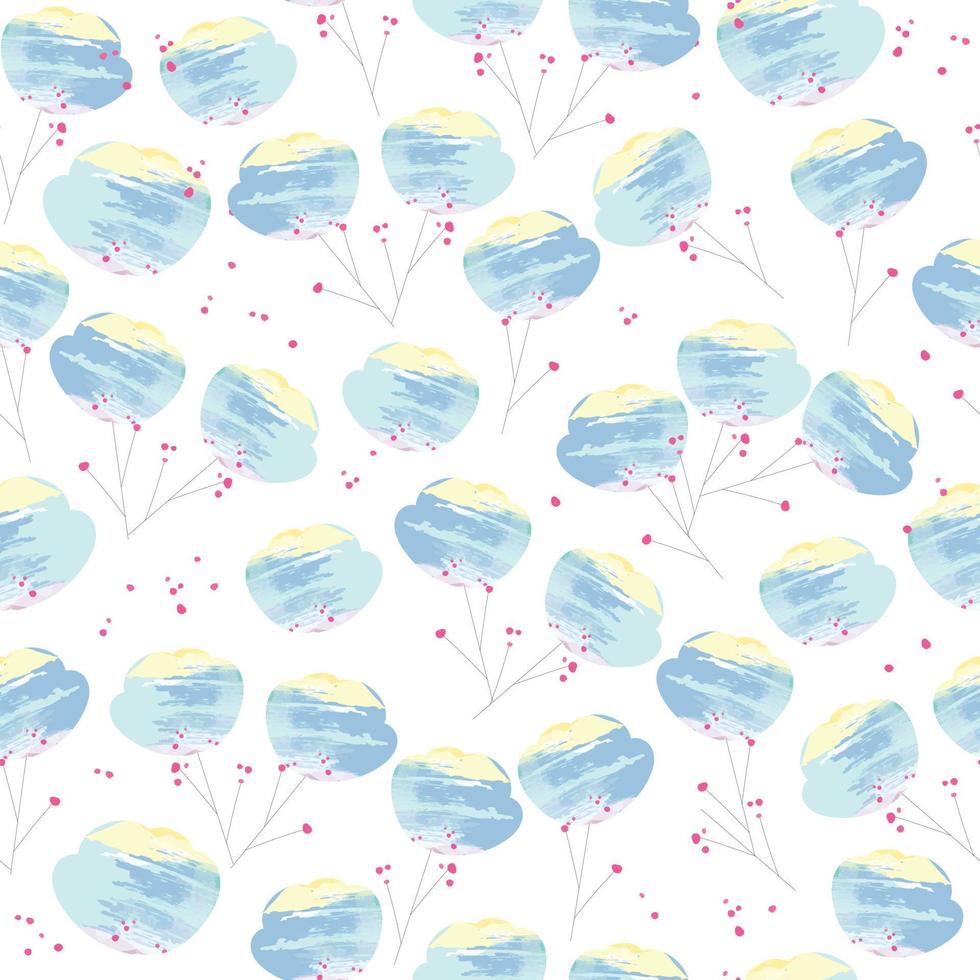 seamless doodle flower pattern background vector