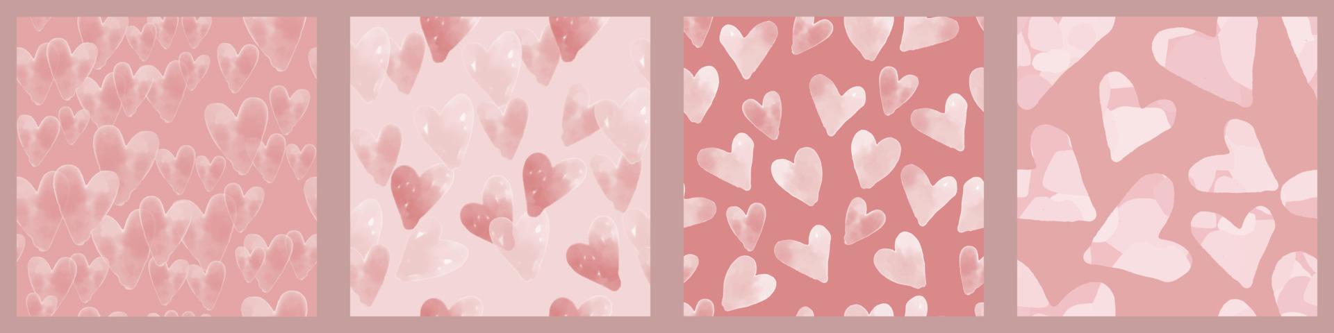 Fondo de patrón de corazón rosa mixto transparente vector