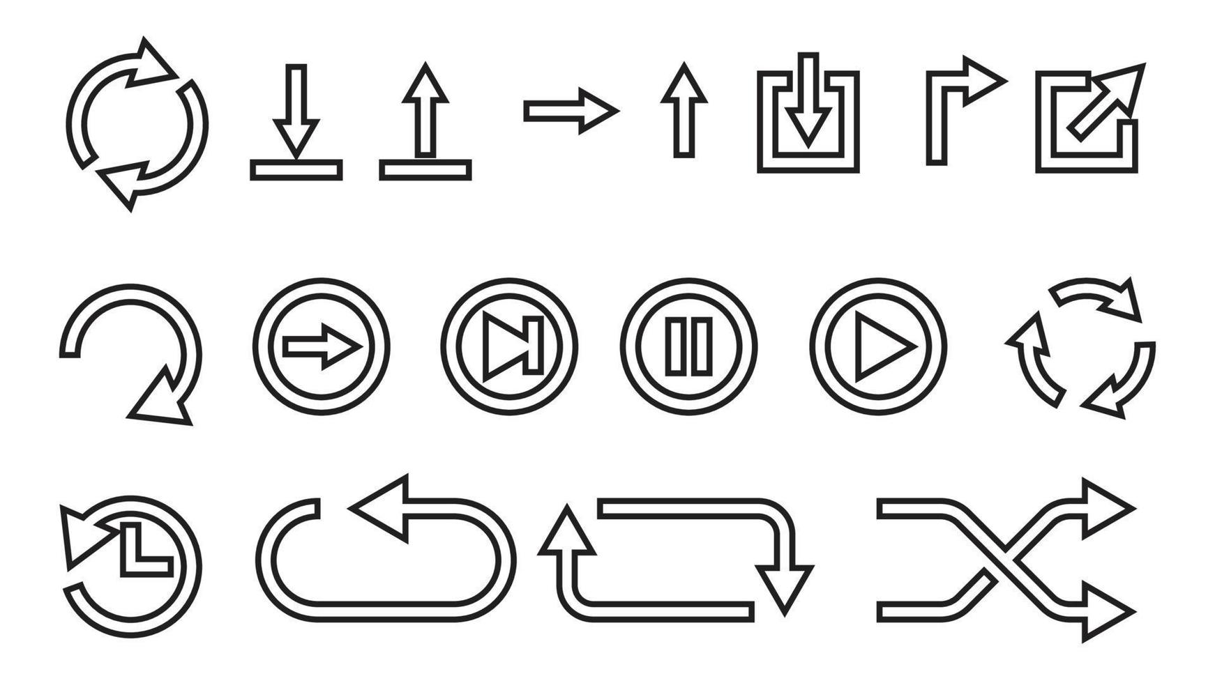 conjunto de flechas. flecha para el sitio web y la aplicación. línea con trazo editable vector