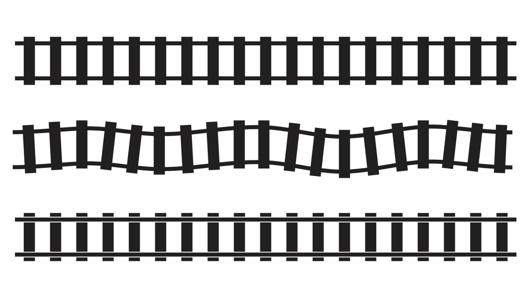 Railroad, Train track, Railway contour, silhouette vector. Tramway, metro, subway path vector