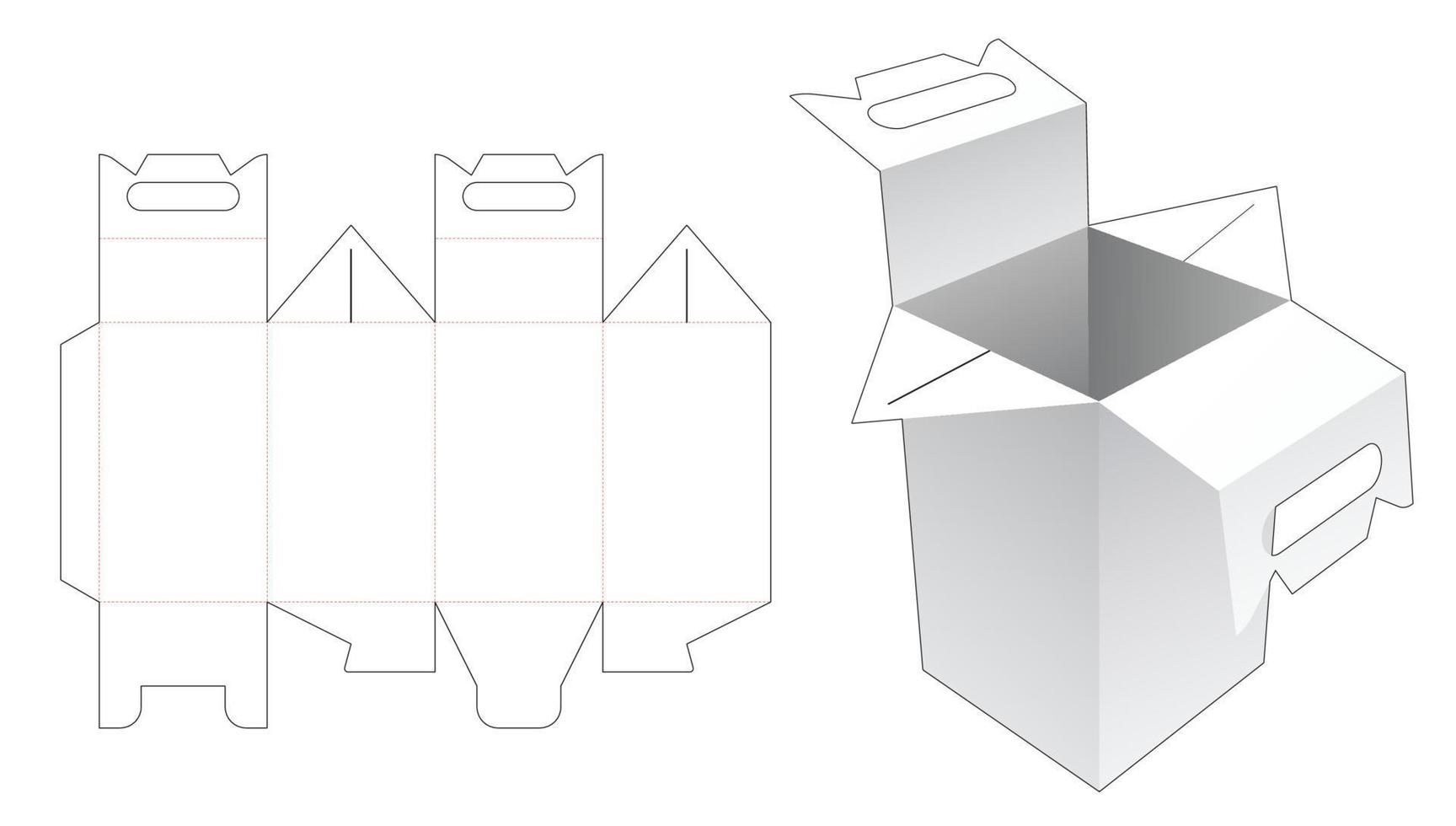 Handle packaging box die cut template vector