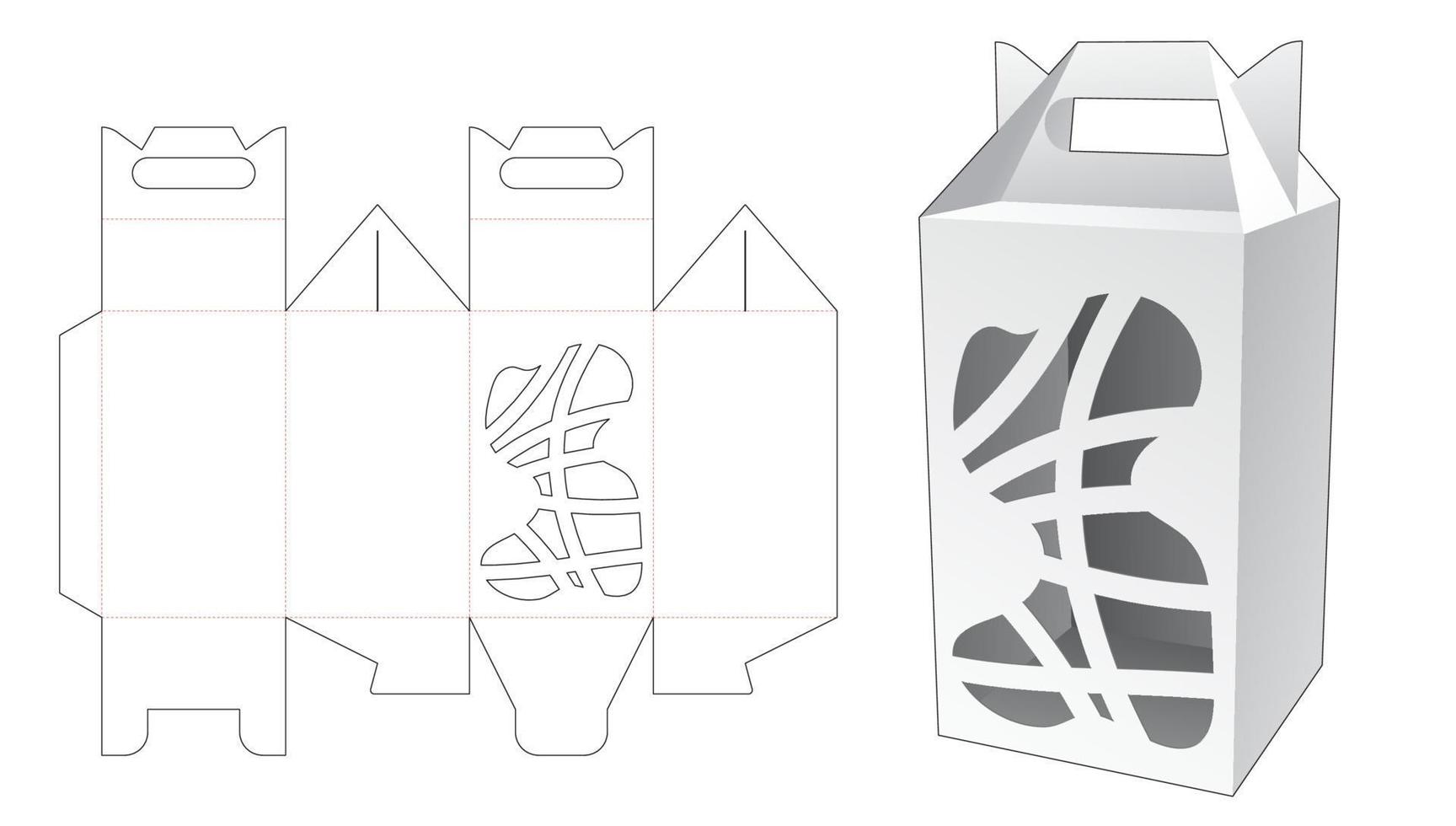 manejar caja de embalaje alta con plantilla troquelada de ventana abstracta vector