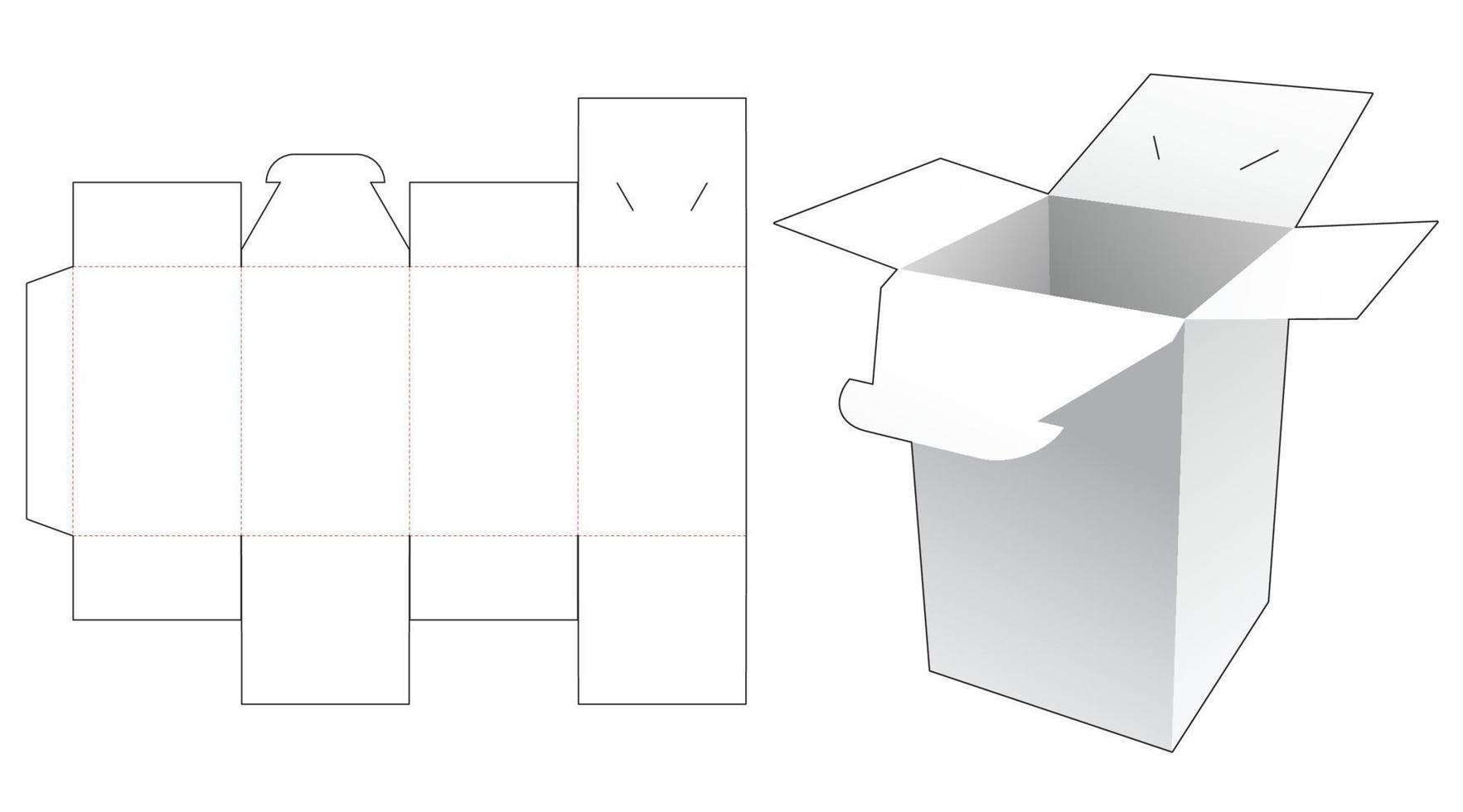 Packaging box with locked point die cut template vector