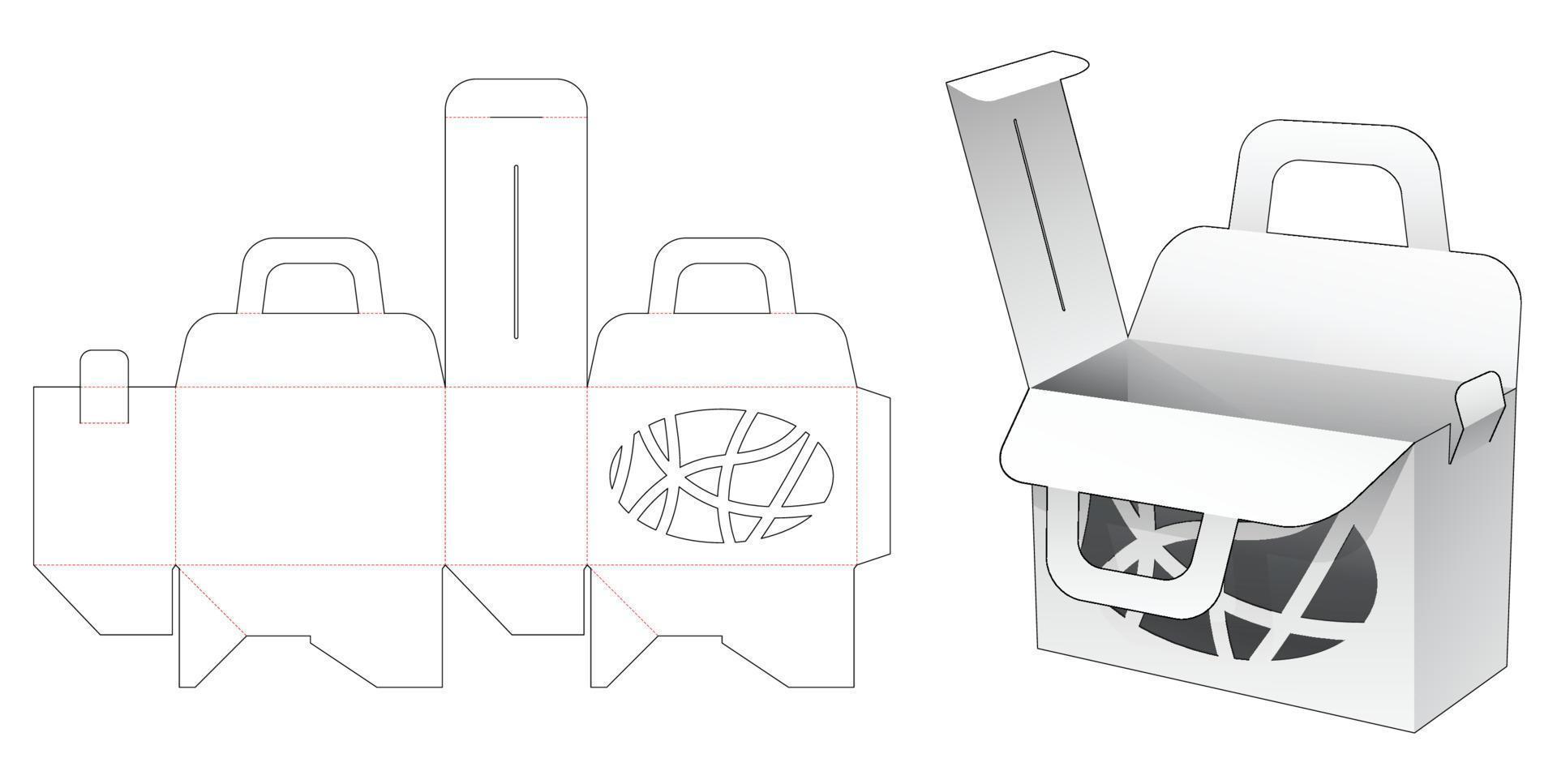 caja de bolsa de asa con plantilla troquelada en forma de elipse abstracta vector