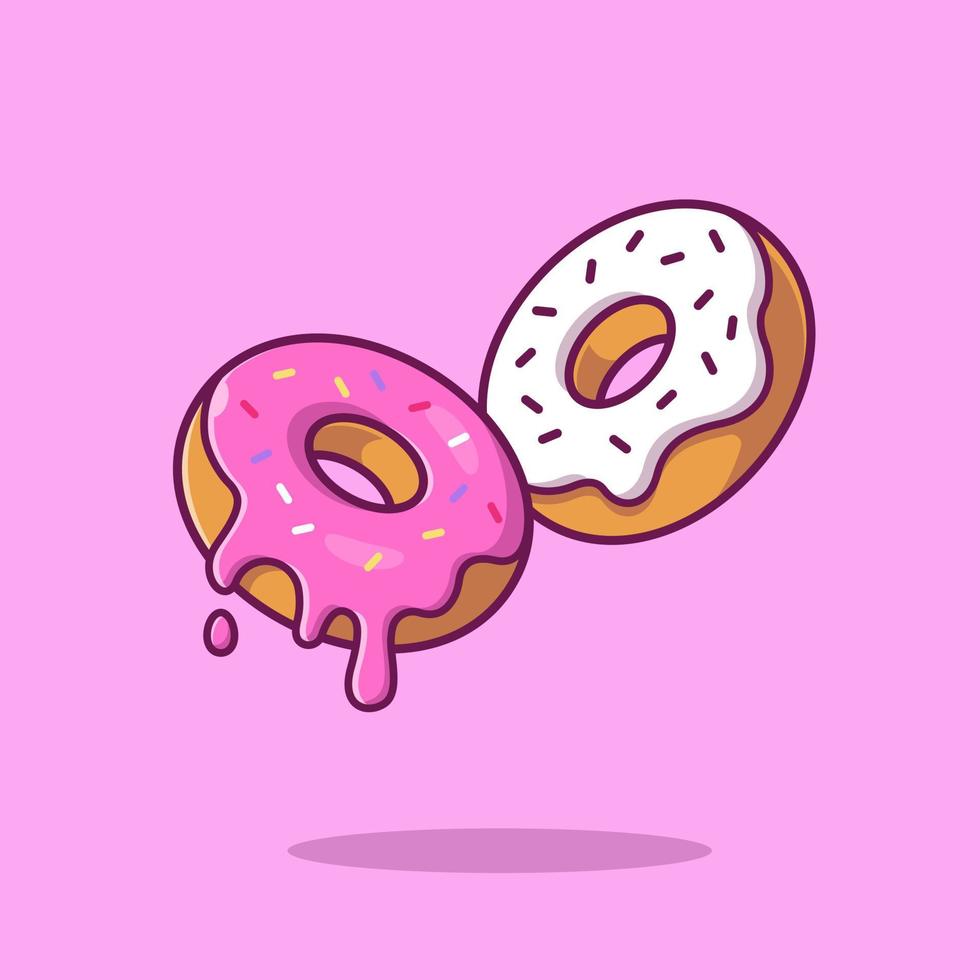 Doughnut With Cream Cartoon Vector Icon Illustration. Food Snack Icon Concept Isolated Premium Vector. Flat Cartoon Style