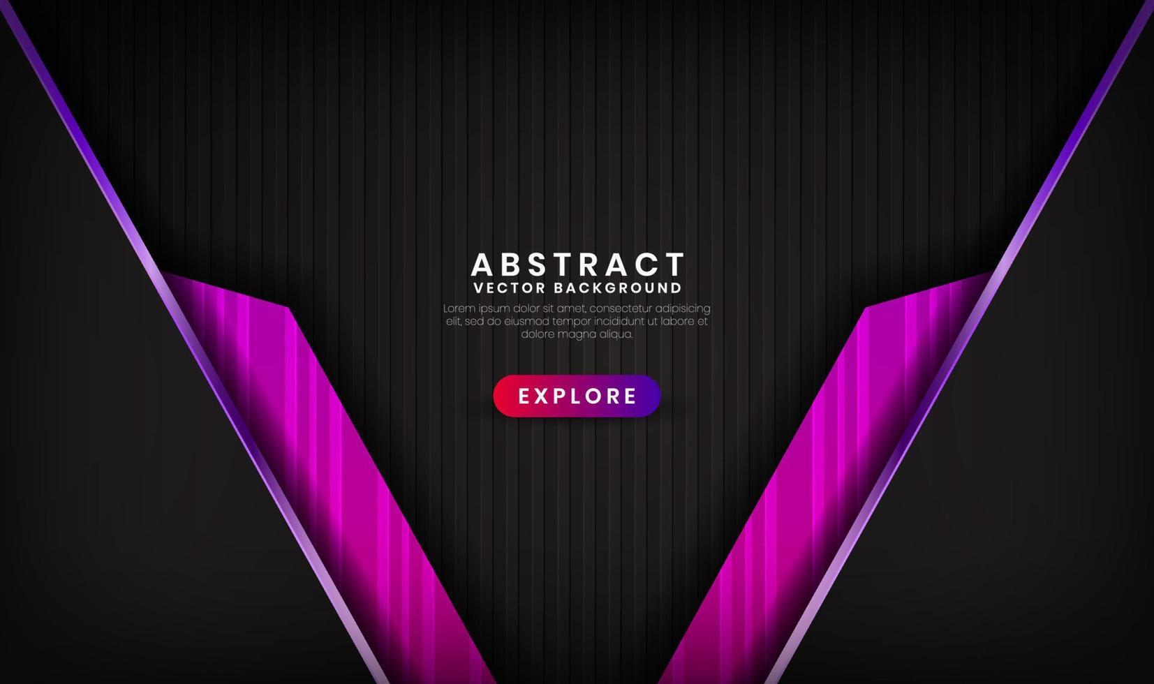 3D black purple luxury abstract background overlap layers on dark space with metallic lines effect decoration. Graphic design element future style concept for flyer, banner, brochure, or landing page vector