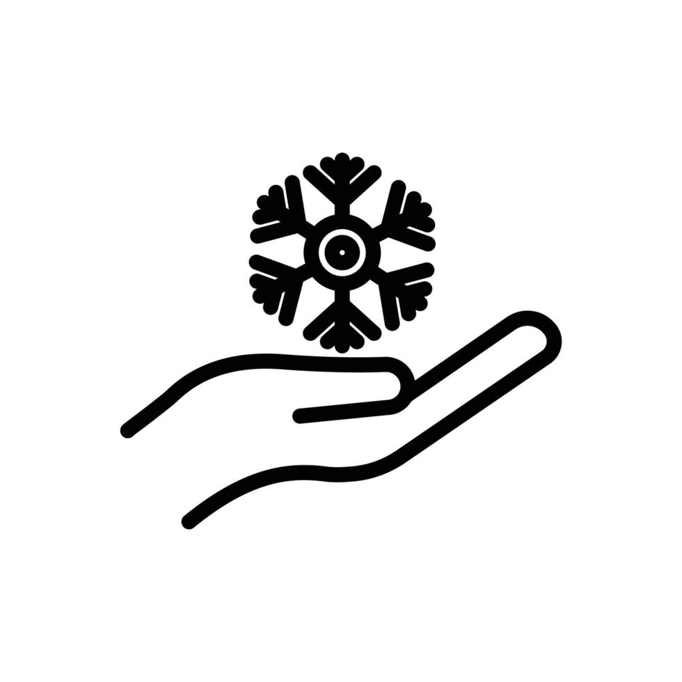 Snowflake icon with hand. suitable for winter symbol. line icon style. simple design editable. Design template vector