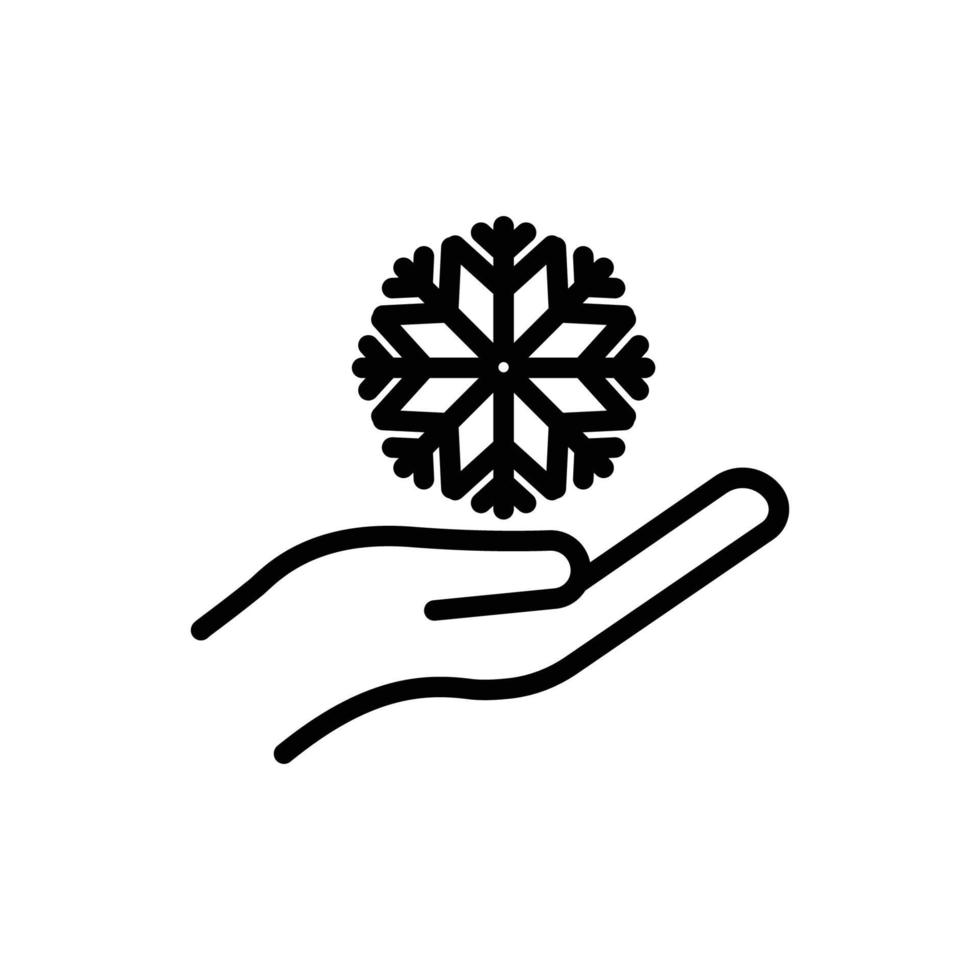 Snowflake icon with hand. suitable for winter symbol. line icon style. simple design editable. Design template vector