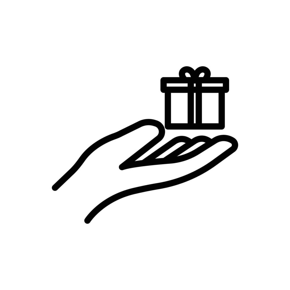 Hand icon with gift box. suitable for gift symbol, affection. line icon style. simple design editable. Design template vector