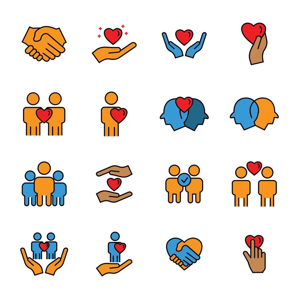 Friendship lineal color icon set. the icon can be used for application icon, web icon, infographic. Design template vector