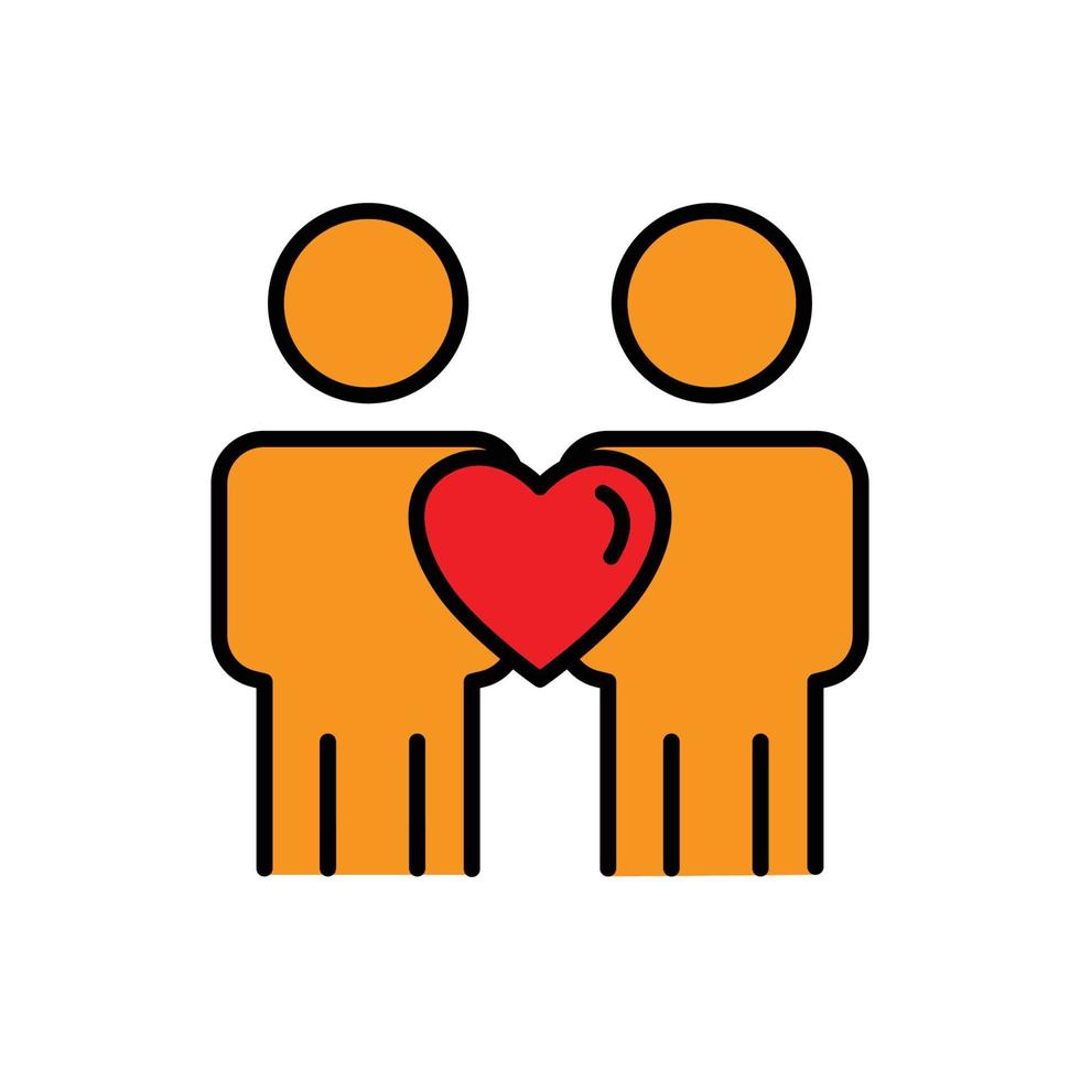 People lineal color icon with heart. the icon can be used for application icon, web icon, infographic. Design template vector