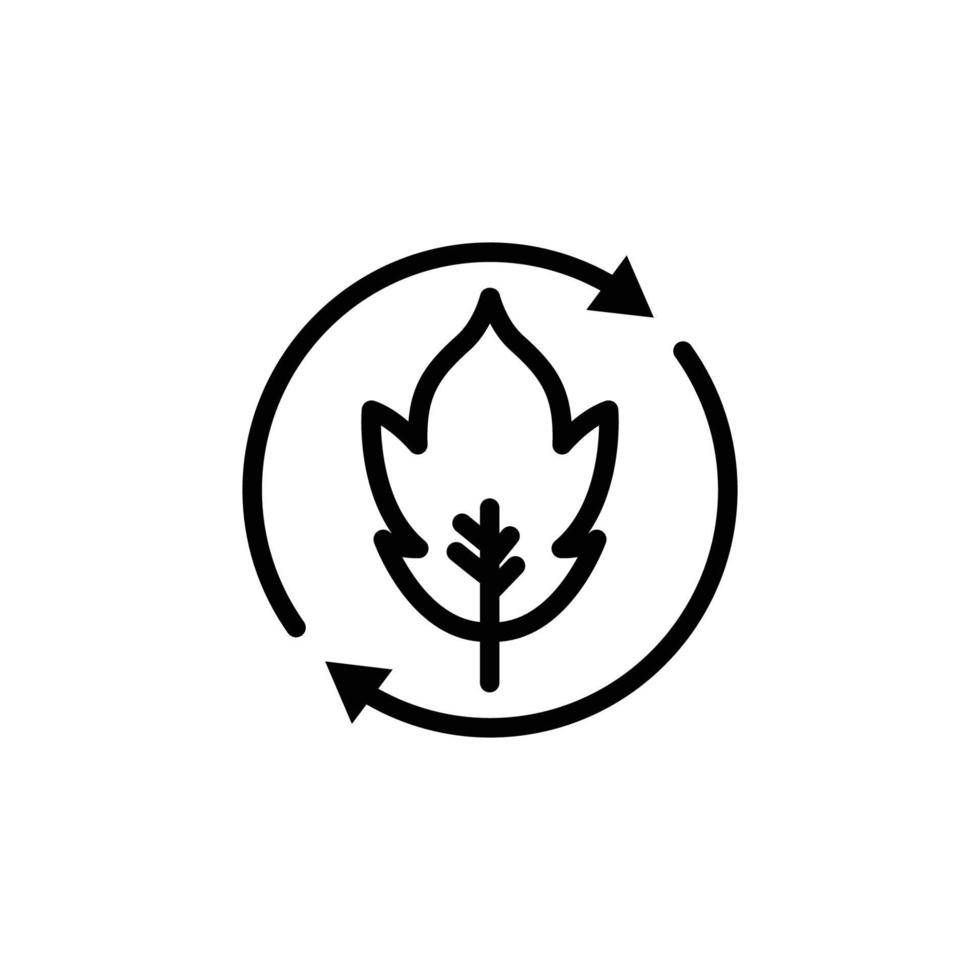 Leaf icon with circle. suitable for ecology symbol. line icon style. simple design editable. Design template vector