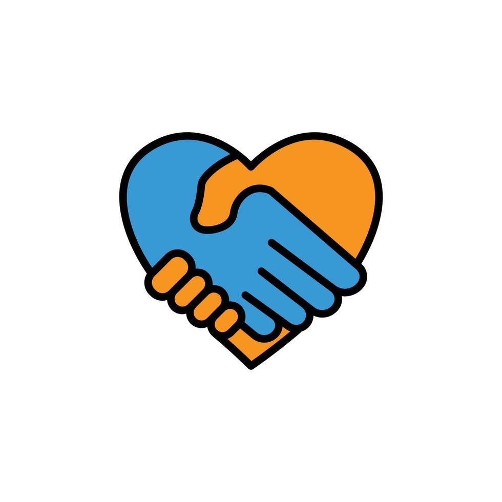 Handshake lineal color icon with heart. the icon can be used for application icon, web icon, infographic. Design template vector