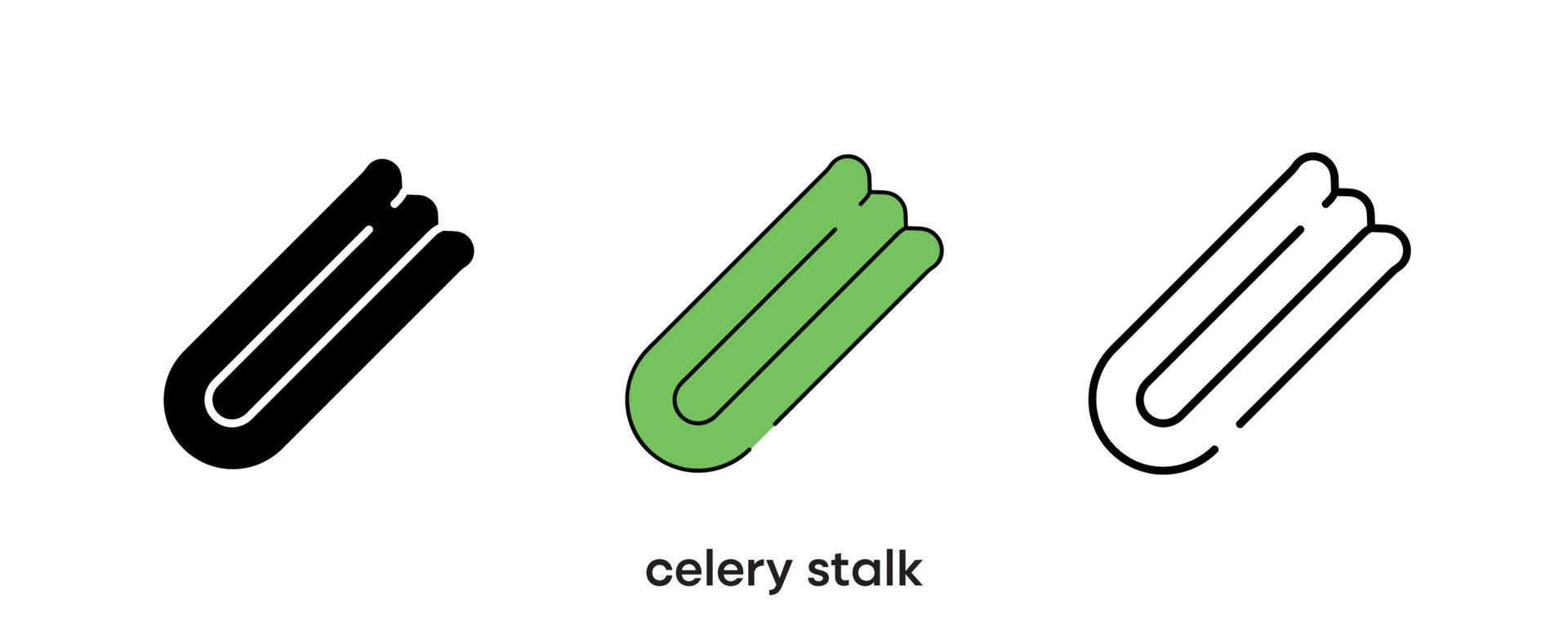Celery stalk icon design. Set of silhouette, colorful and linear celery stalk icon. Food icon line vector illustration isolated on a clean background for your web mobile application logo design.
