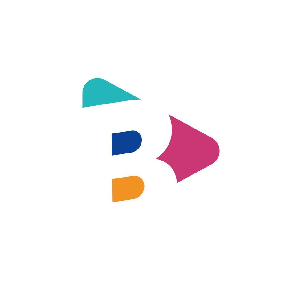 logotipo de reproducción con plantilla de logotipo de letra b, logotipos coloridos de estilo plano. icono de reproducción con b inicial. vector colorido abstracto y logotipo de identidad corporativa de la empresa.