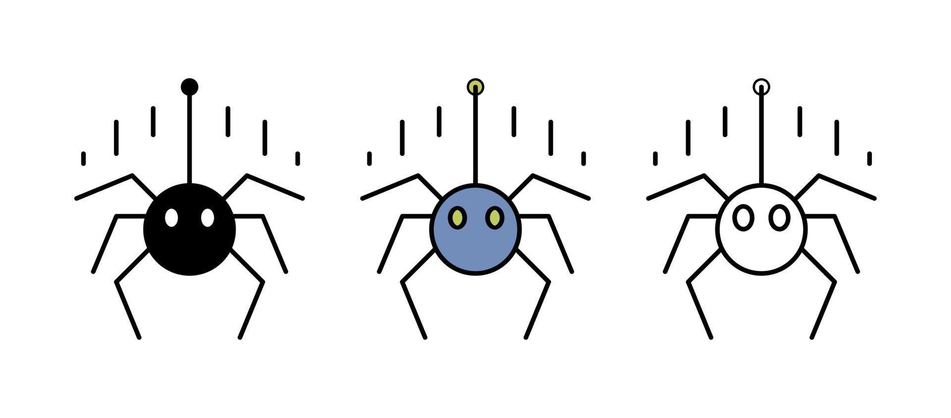 icono de araña colgando en el aire. listo para el concepto de halloween. es un colorido conjunto de siluetas e iconos lineales. vector