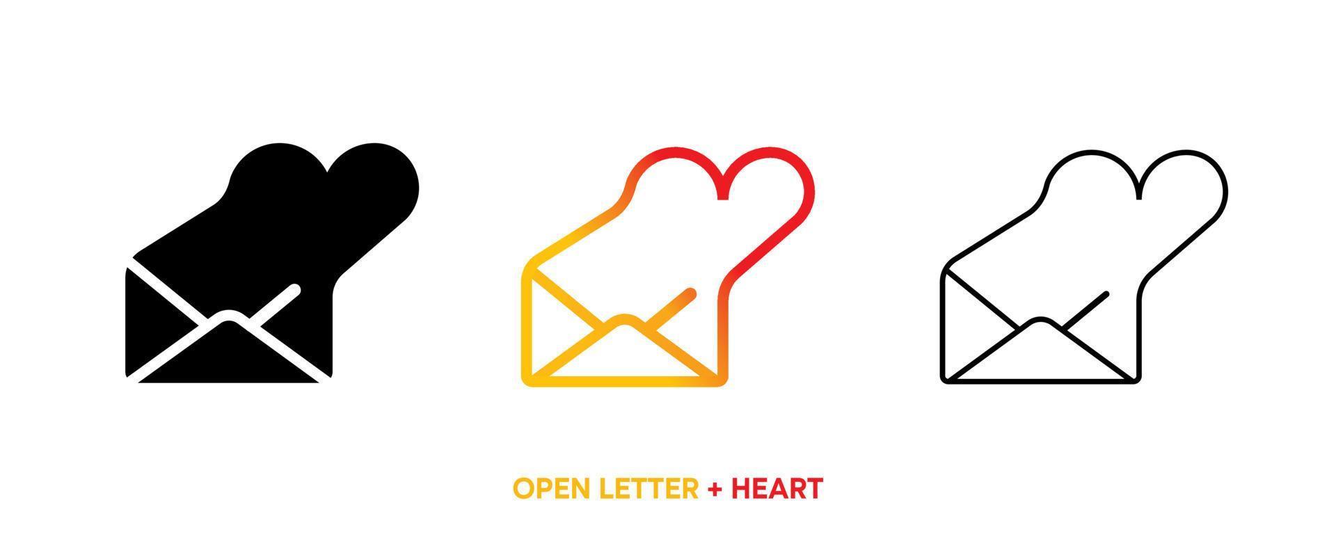 Heart icon line with letter. Color, silhouette and line set. Creative letter love icon for your web mobile app logo design. Line vector illustration. Editable vector stroke.