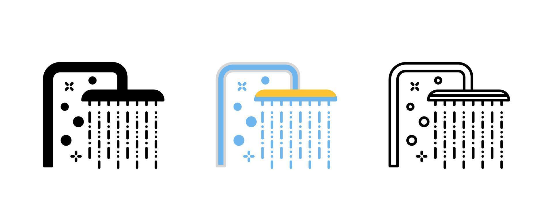 Shower head and water flowing shower head vector icon set. Save icon vector. Editable row set. Colorful icon set. Logo-web, icon design element.