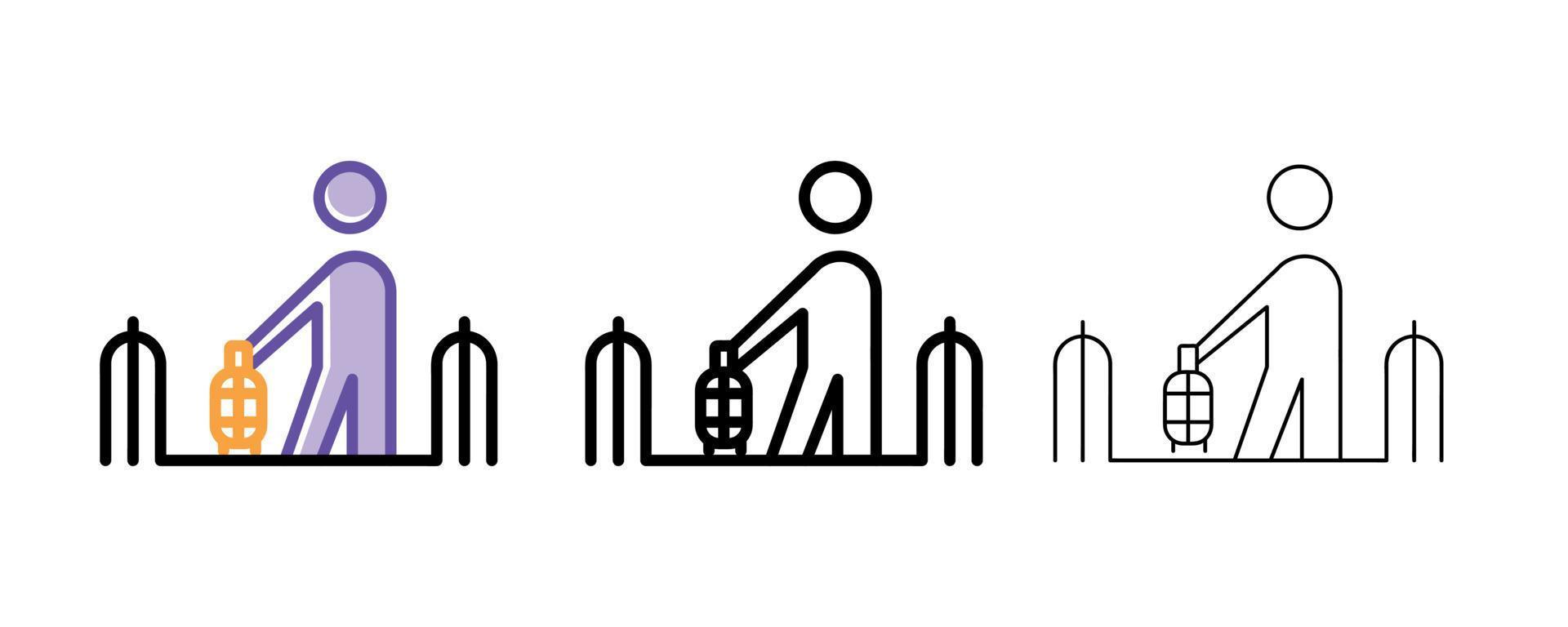 Escalator tapes icon symbol. Such icons reciprocating horizontal ladder icon Editable line and silhouette design. Logo, web design. vector