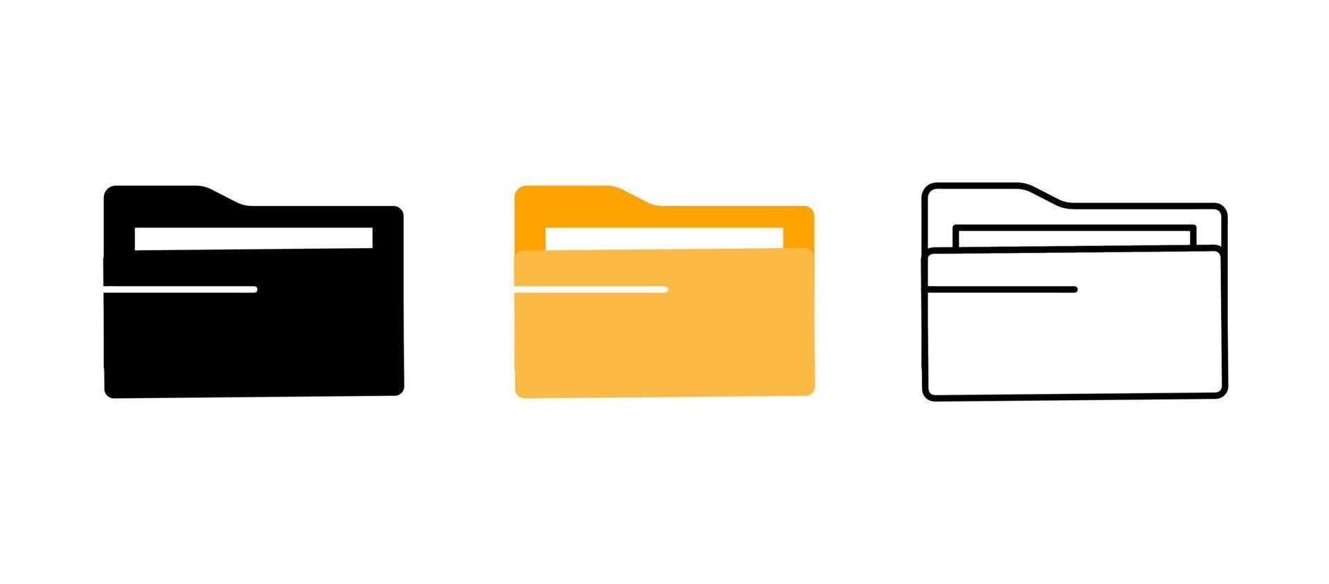 File set. Paperwork filing vector icon set. Editable row set. Silhouette, colored, linear icon set. Logo-web, icon design element.