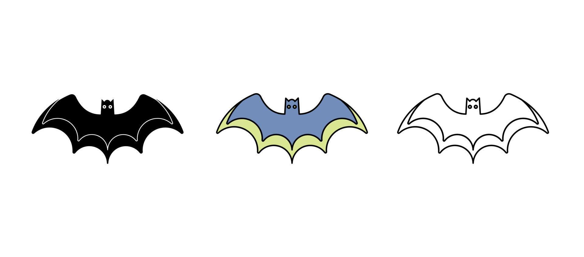 Bats flying in the air icon. Set suitable for the concept of Halloween. It is a colorful, silhouettes and linear icon set. vector