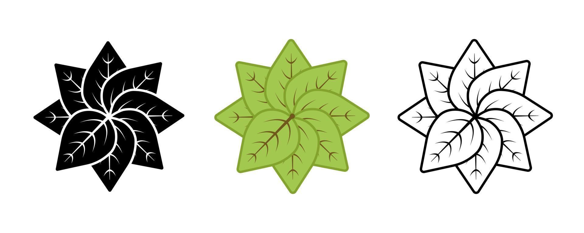 Geometric shaped herbs and simple branches vector icon set. Contains Such Symbols As Plant, Leaf. Editable Stroke. Colored and silhouette linear icon set.