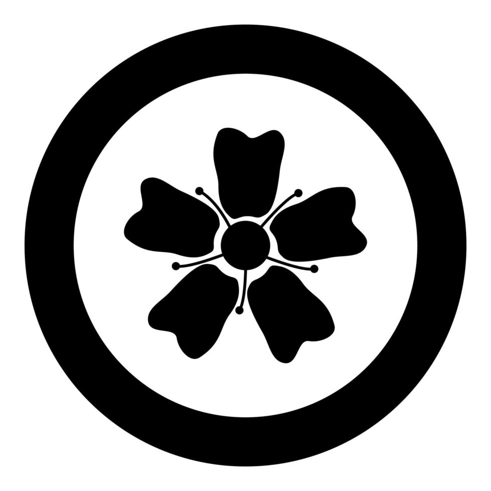 Flower Sakura icon black color in circle round vector