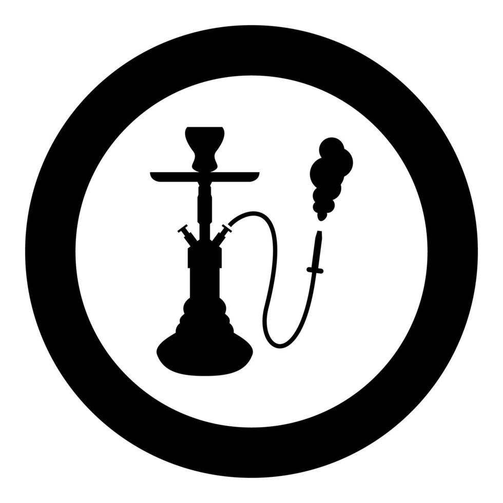 narguile shisha icono color negro en círculo redondo vector