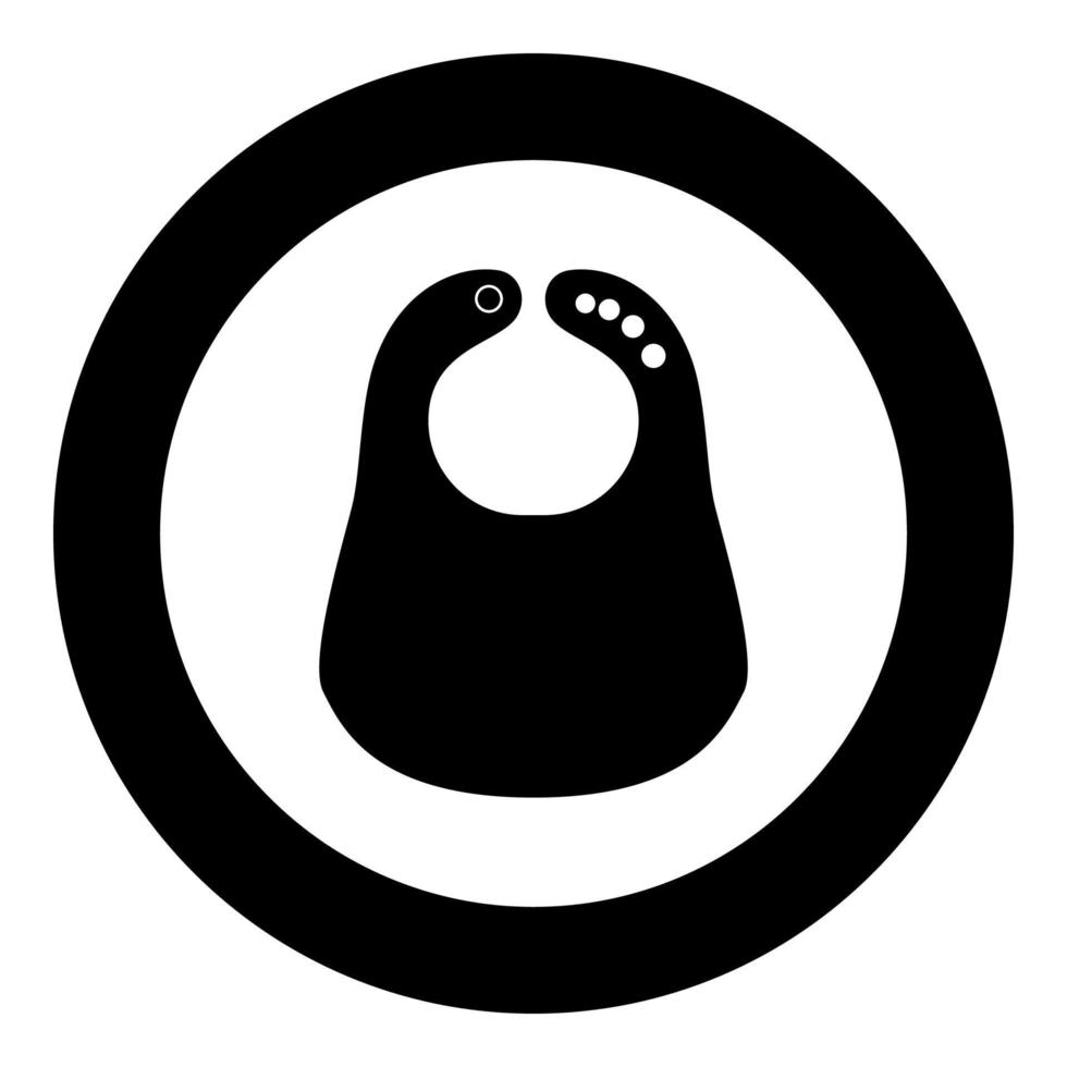 icono de babero personalizado color negro en círculo redondo vector