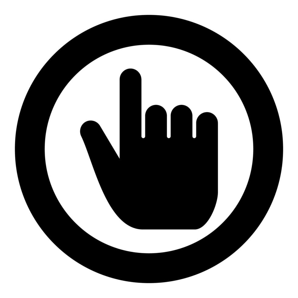 Hand point select declare index finger forefinger for click concept pushing choose icon black color illustration in circle round vector