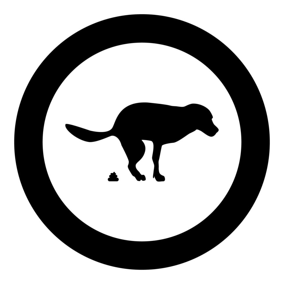 The dog poops icon in circle round black color vector illustration flat ...