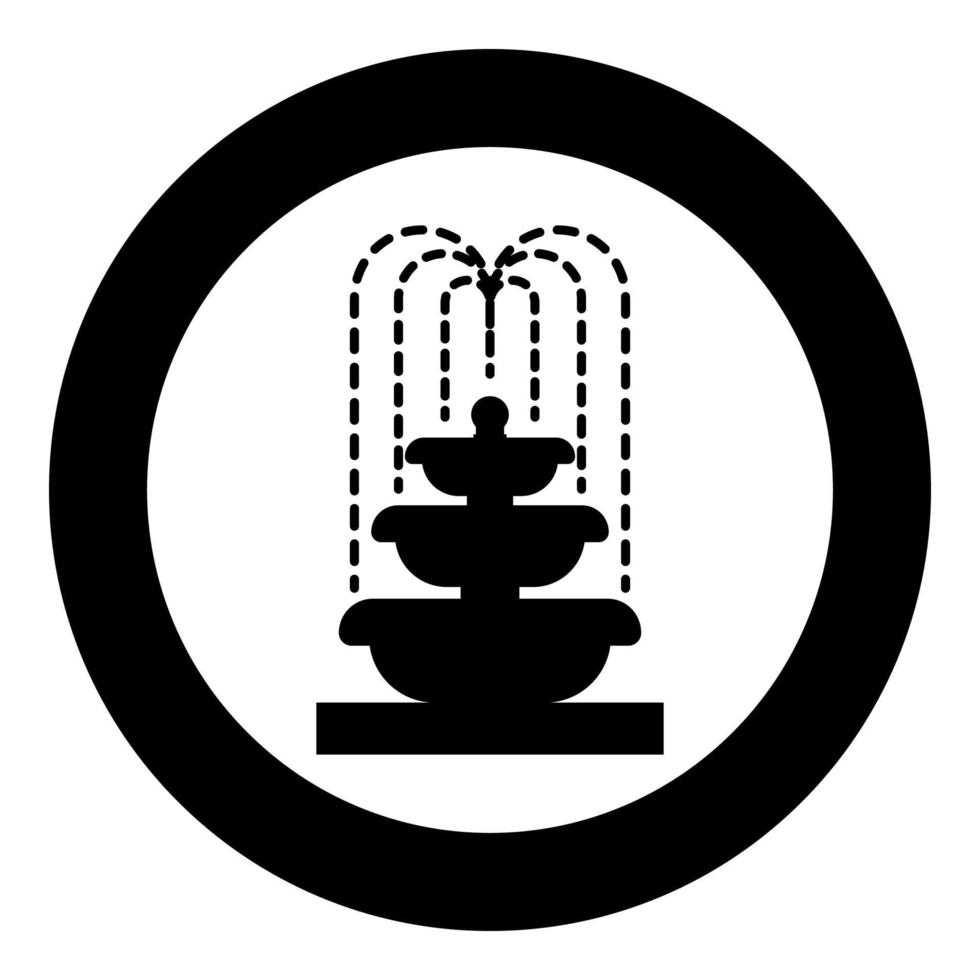 Fountain Tier of Water icon in circle round black color vector illustration flat style image