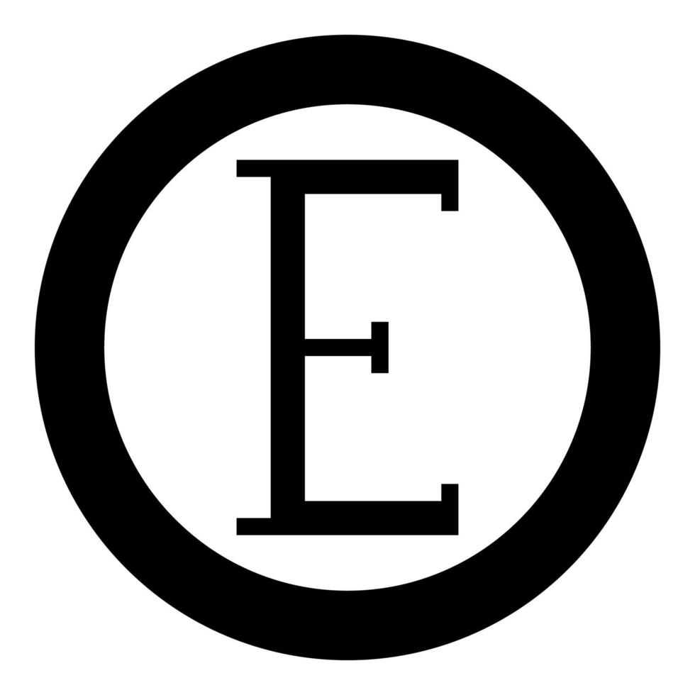 Epsilon greek symbol capital letter uppercase font icon in circle round black color vector illustration flat style image