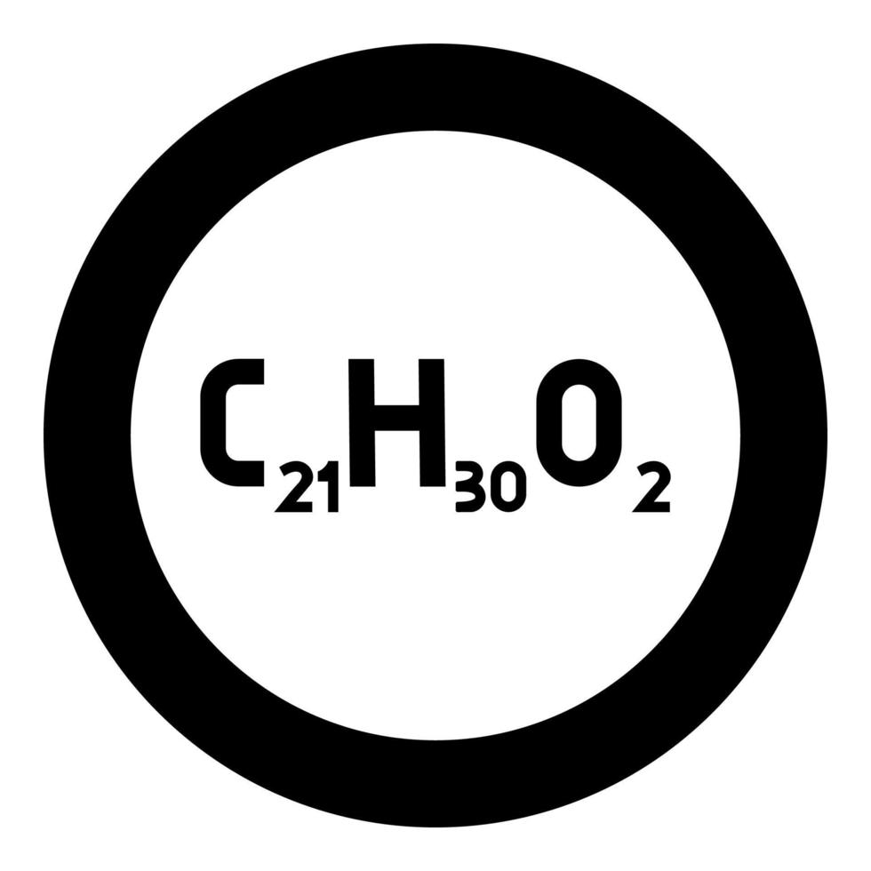 fórmula química c21h30o2 cannabidiol cbd fitocannabinoide marihuana maceta hierba cáñamo icono de molécula de cannabis en círculo redondo color negro ilustración vectorial imagen de estilo de contorno sólido vector