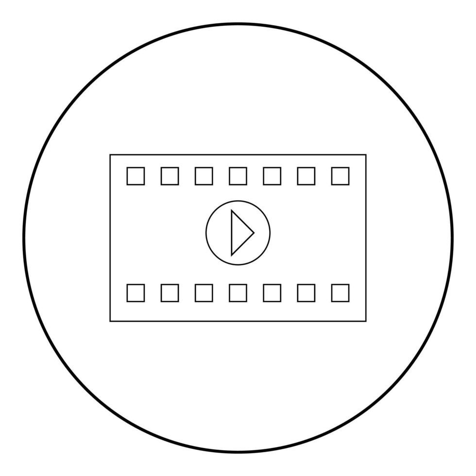 A frame from a movie the black color icon in circle or round vector