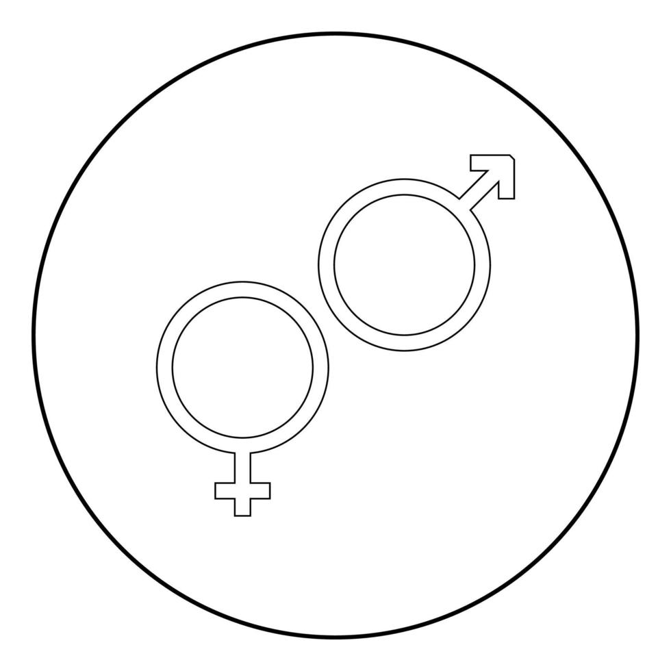 Venus and Mars symbol the black color icon in circle or round vector