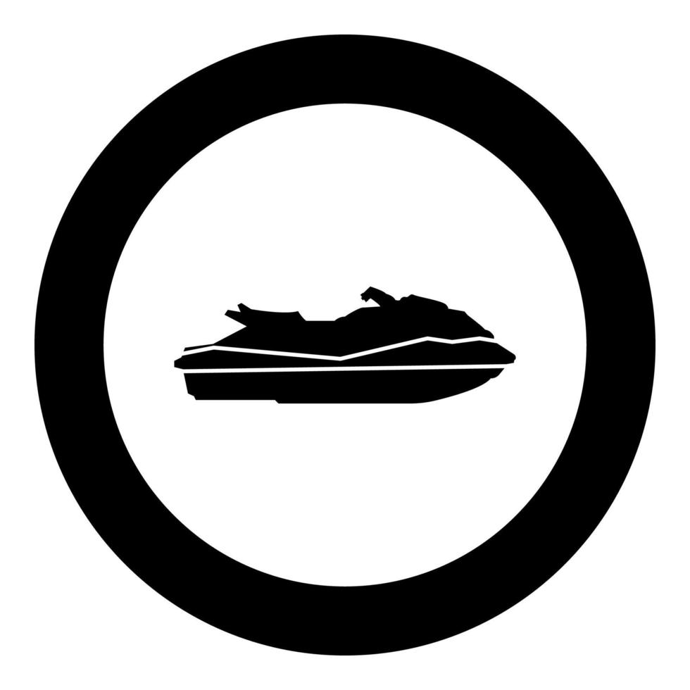 icono de waverunner color negro en círculo redondo vector