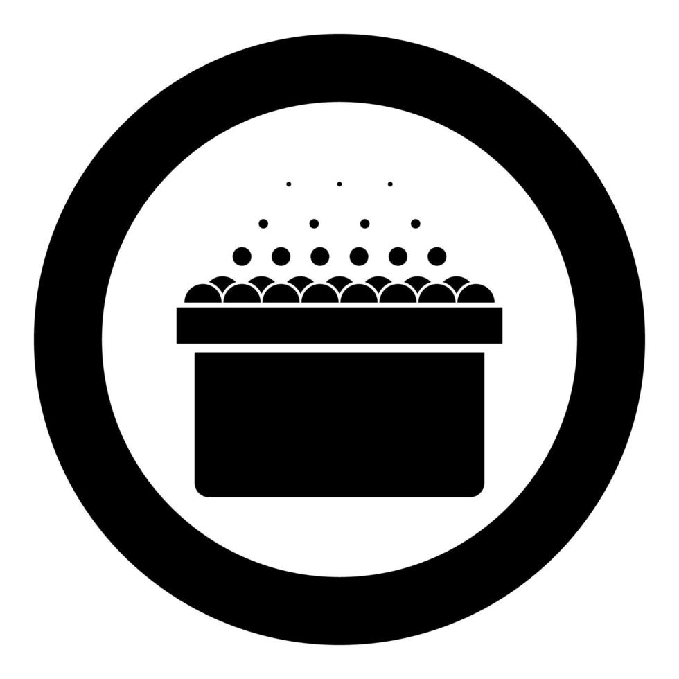 bañera de hidromasaje caliente con burbujas de espuma baño relajante baño baño spa icono en círculo redondo color negro vector ilustración imagen de estilo plano