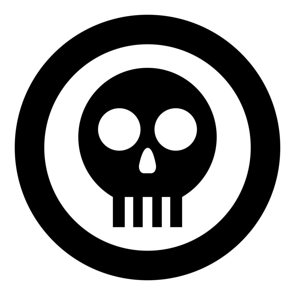 Human skull Cranium icon in circle round black color vector illustration flat style image