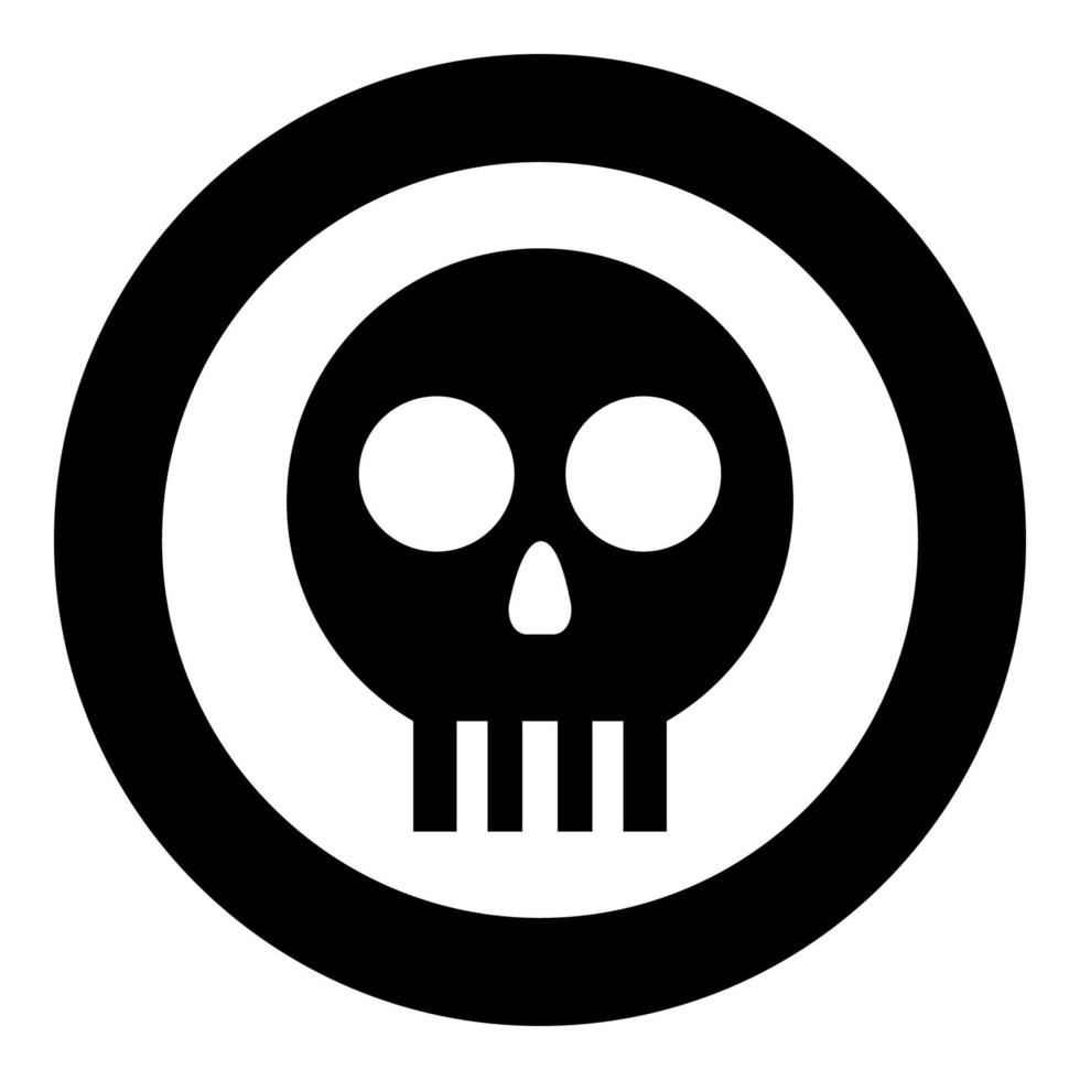 Human skull Cranium icon in circle round black color vector illustration flat style image