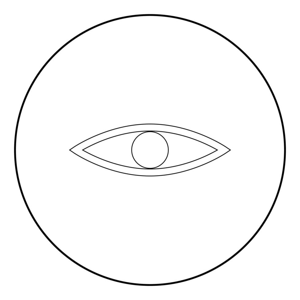 Eye the black color icon in circle or round vector