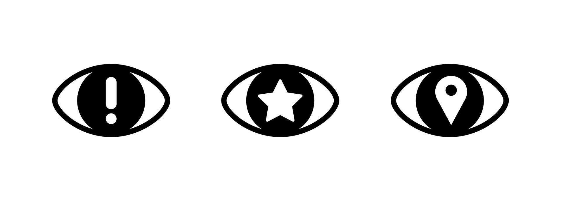 exclamación moderna, icono de ojo de ubicación de hambre. icono de ojo creativo en estilo de línea moderna para el diseño del logotipo de su aplicación móvil web. pictograma aislado en un fondo blanco. conjunto lineal editable. vector