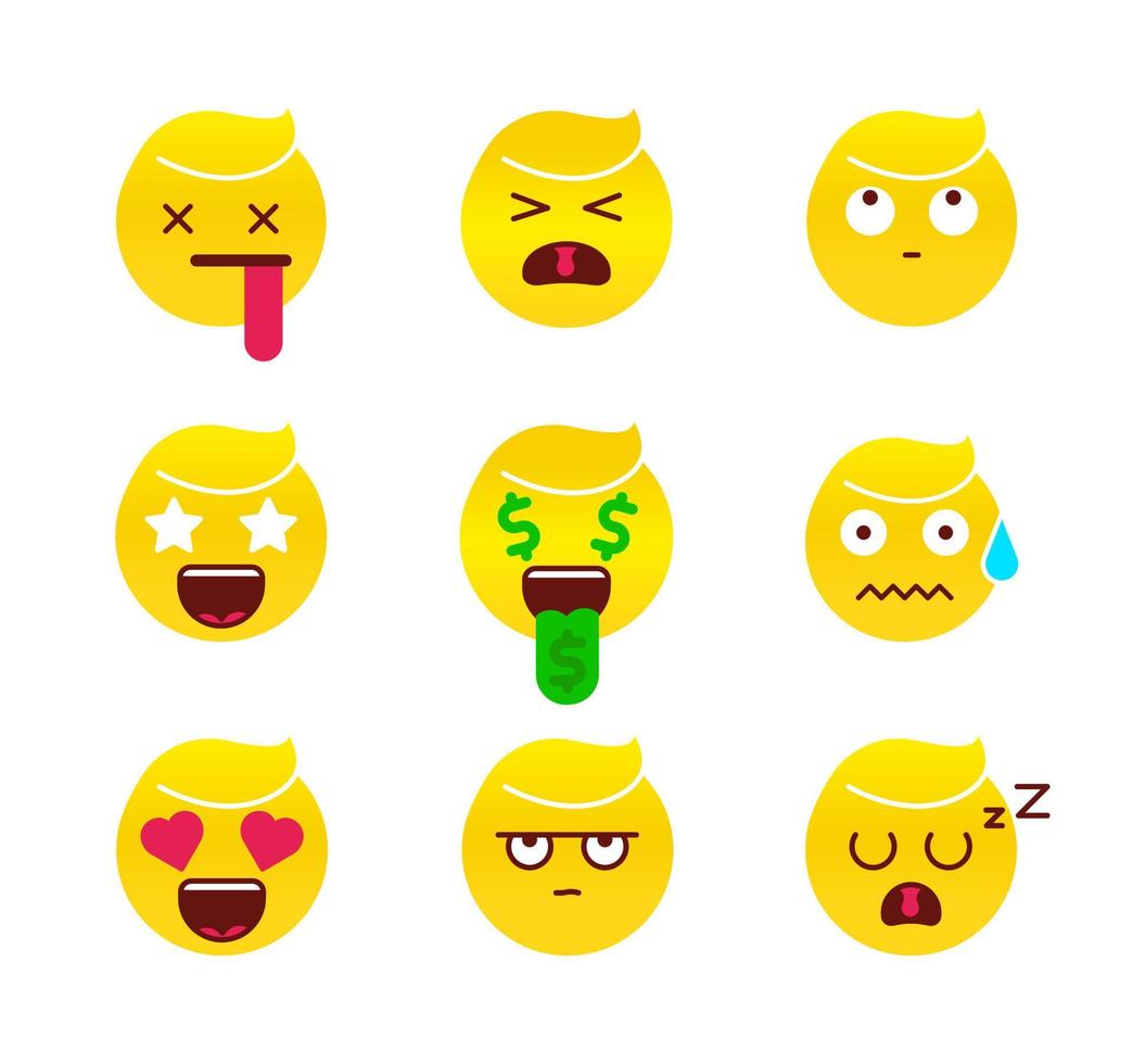 Sleepy, mercenary, unhappy, in love, crying and similar. vector