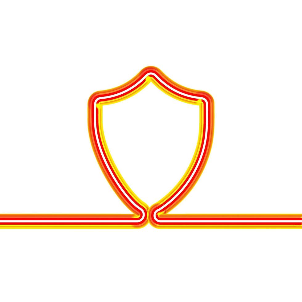 Neon firewall is one line all the time. 3d vector neon protection wall icon. Continuous protection minimal neon style. Unique simple linear tube. Linear neon on a white background.
