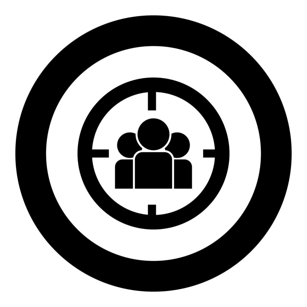 People in target or target audience icon black color in circle round vector