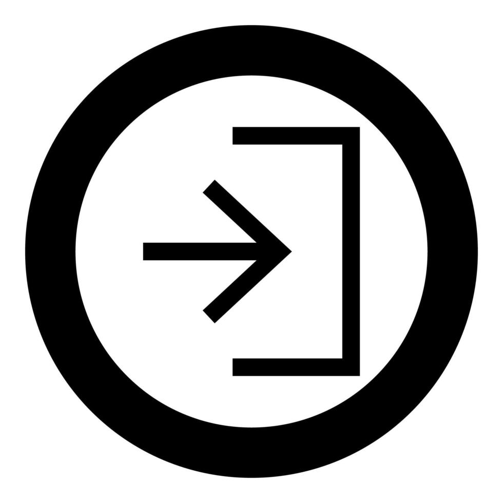 Entry input enter door icon black color in circle round vector