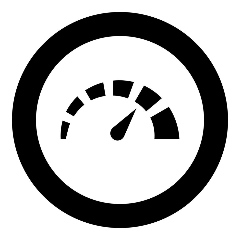 Speedometer icon black color in circle round vector