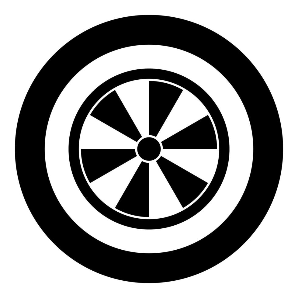 Viking shield icon black color vector in circle round illustration flat style image