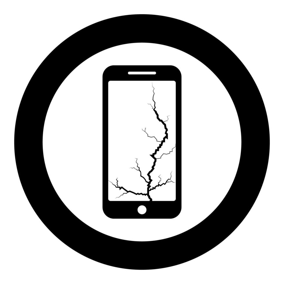 teléfono inteligente con grieta en pantalla teléfono móvil moderno roto teléfono con pantalla de teléfono inteligente destrozado con matriz rota de pantalla teléfono celular con pantalla táctil rota en la parte inferior icono de teléfono de vidrio roto vector